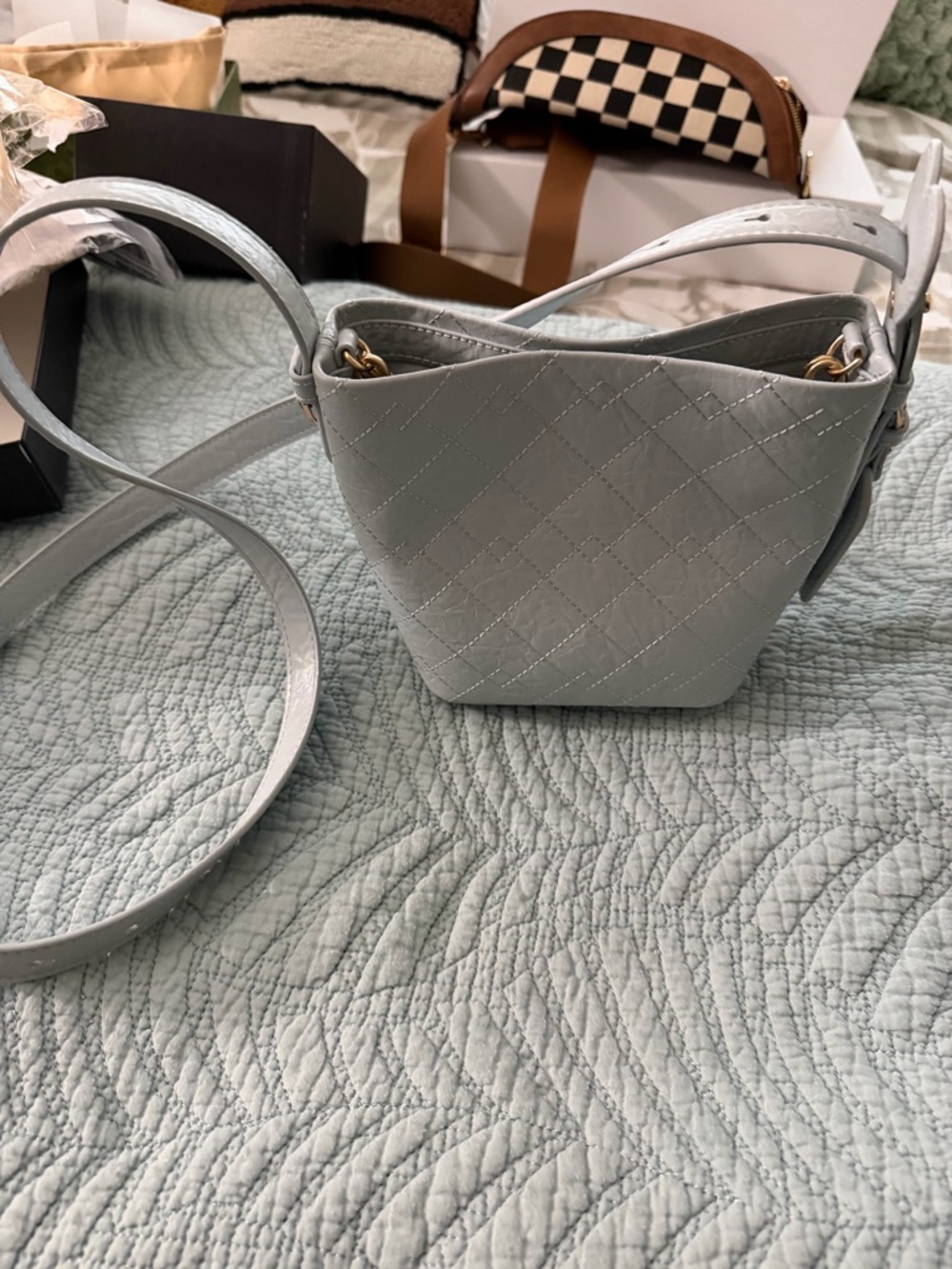 Quilted Light blue Crossbody Bag - Unbranded